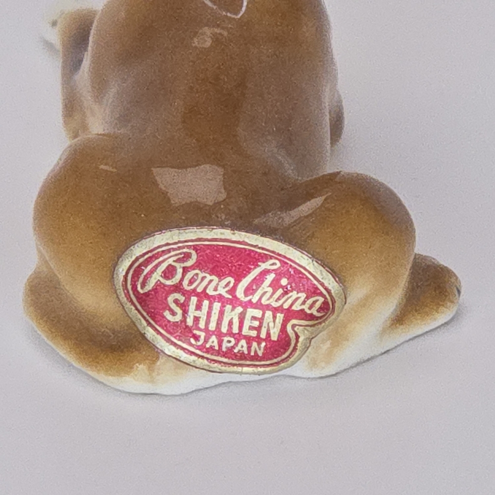 Vintage Shiken Japan Bone China Dog Figurine Mini 1.5 Inch Ceramic - Picture 2 of 9